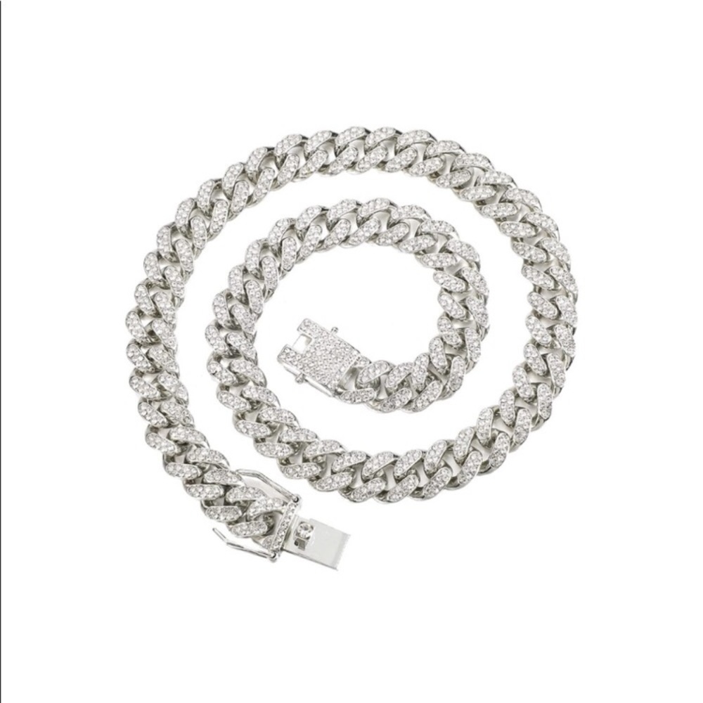 Cuban Link Chain Bling Diamond Necklace Diamond 18 inch